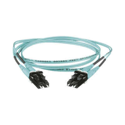 Jumper de Fibra Optica Multimodo 50/125 OM3, LC-LC Duplex, OFNR (Riser), Color Aqua, 0.50 Metros  FX2ERLNLNSNM0.5