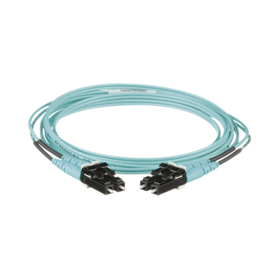 Jumper de Fibra Optica Multimodo 50/125 OM3, LC-LC Duplex, OFNR (Riser), Color Aqua, 2 Metros  FX2ERLNLNSNM002
