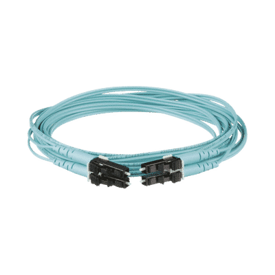 Jumper de Fibra Optica Multimodo 50/125 OM3, LC-LC Duplex, OFNR (Riser), Color Aqua, 3 Metros  FX2ERLNLNSNM003