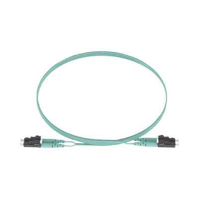 Jumper de Fibra Optica Multimodo 50/125 OM3, LC-LC Duplex, OFNR (Riser), Color Aqua, 5 Metros  FX2ERLNLNSNM005