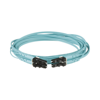 Jumper de Fibra Optica Multimodo 50/125 OM3, LC-LC Duplex, OFNR (Riser), Color Aqua, 9 Metros FX2ERLNLNSNM009