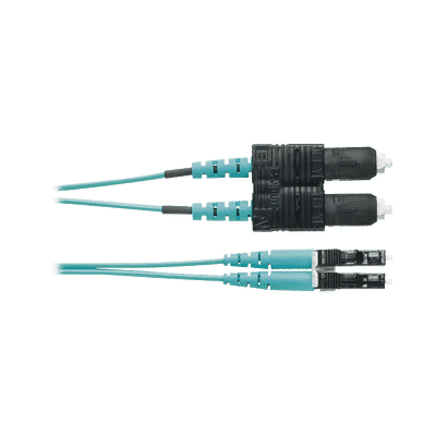 Jumper de Fibra Optica Multimodo 50/125 OM3, LC-SC Duplex, OFNR (Riser), Color Aqua, 1 Metro  FX2ERLNSNSNM001
