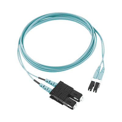 Jumper de Fibra Optica Multimodo 50/125 OM3, LC-SC Duplex, OFNR (Riser), Color Aqua, 2 Metros  FX2ERLNSNSNM002