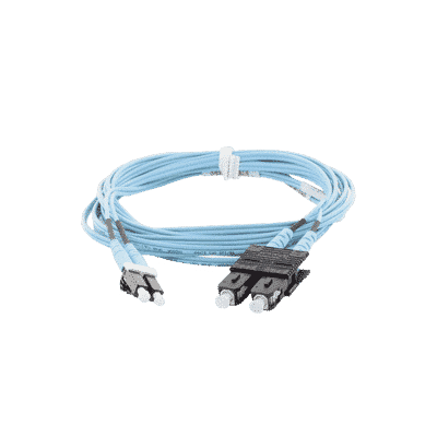 Jumper de Fibra Optica Multimodo 50/125 OM3, LC-SC Duplex, OFNR (Riser), Color Aqua, 3 Metros  FX2ERLNSNSNM003