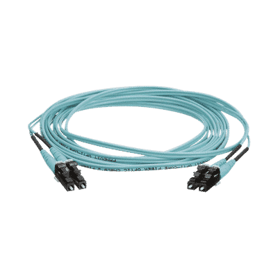 Jumper de Fibra Optica Multimodo 50/125 OM4, LC-LC Duplex, OFNR (Riser), Color Aqua, 3 Metros  FZ2ERLNLNSNM003