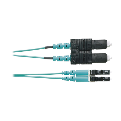 Jumper de Fibra Optica Multimodo 50/125 OM4, LC-SC Duplex, OFNR (Riser), Color Aqua, 1 Metro FZ2ERLNSNSNM001