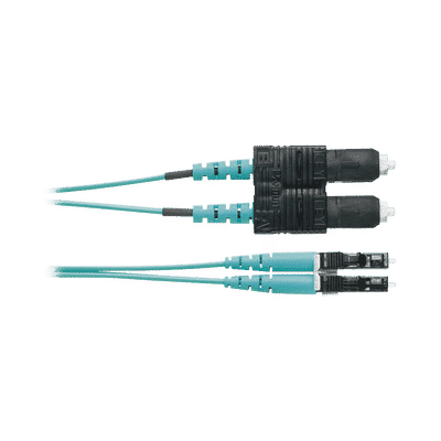 Jumper de Fibra Optica Multimodo 50/125 OM4, LC-SC Duplex, OFNR (Riser), Color Aqua, 2 Metros  FZ2ERLNSNSNM002