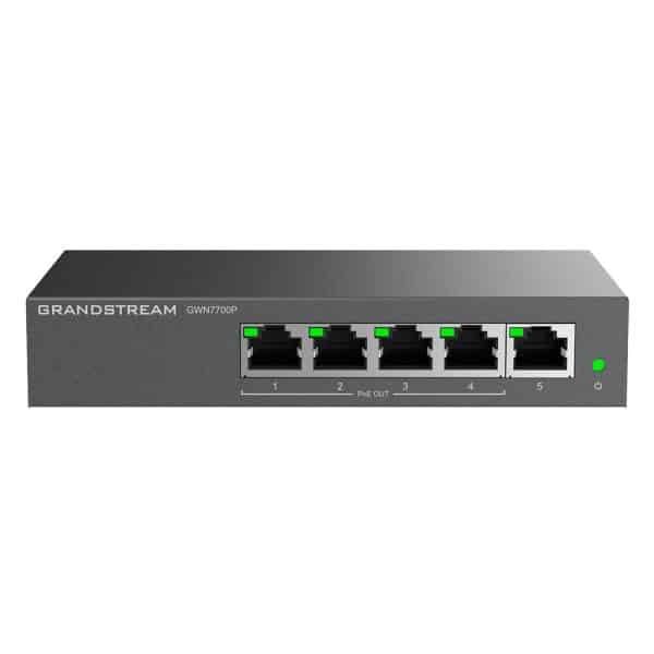 GWN7700P, Switch PoE No Administrable, 5 x GigaEth, 4 Puertos con PoE 802.3 af/at, 60w | Humberto Chacon