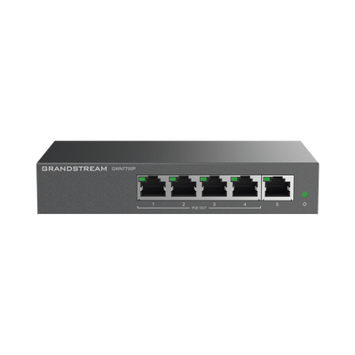 GWN7700P, Switch PoE No Administrable, 5 x GigaEth, 4 Puertos con PoE 802.3 af/at, 60w