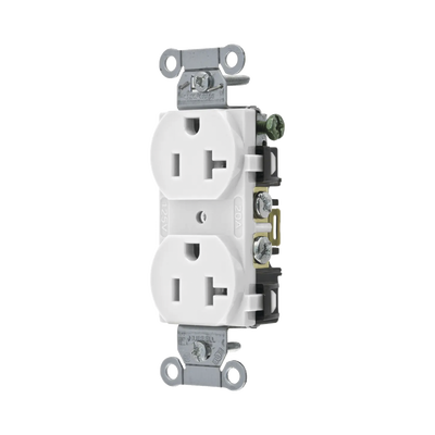 Contacto Dúplex 20 A, 125 V, 2 Polos, 3 Hilos, Cableado Posterior y Lateral, Color Blanco (Nema 5-20R).: HUB-BR-20-WHI
