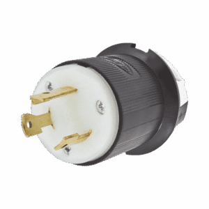 Clavija Industrial con Bloqueo de Media Vuelta / 30 A 125 V CA / 2 Polos 3 Hilos / Color Blanco y Negro / Nema L5-30P.  HUB-HBL-2611