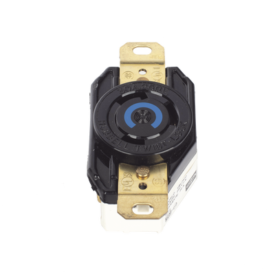Receptáculo de Media Vuelta Industrial 30 A 250 V CA 2 Polos 3 Hilos (Nema L6-30R) Color Negro.: HUB-HBL-2620