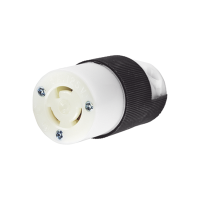 Conector Industrial con Bloqueo de Media Vuelta / 15 A 125 V CA / 2 Polos 3 Hilos / Color Blanco y Negro / Nema L5-15R. : HUB-HBL-4729C
