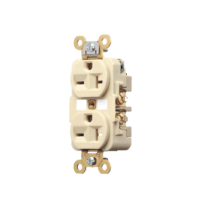 Contacto Dúplex 20 A 250 V / 2 Polos 3 Hilos / Nema 6-20R / Grado Industrial /Color Marfil. HUB-HBL-5462I