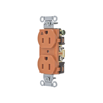 Contacto Dúplex Conexión a Tierra Aislada/ 15A 125V/ 2 polos 3 Hilos/ Nema 5-15R /Grado Comercial/ Color Naranja.: HUB-IG-5252