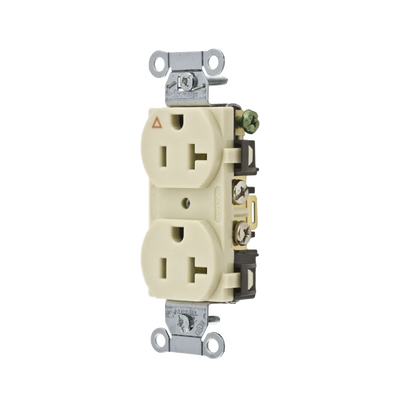 Contacto Dúplex Conexión a Tierra Aislada/ 20 A 125 V/ 2 polos 3 Hilos/ Color Marfil/ Nema 5- 20R/ Grado Comercial.  HUB-IG5352I
