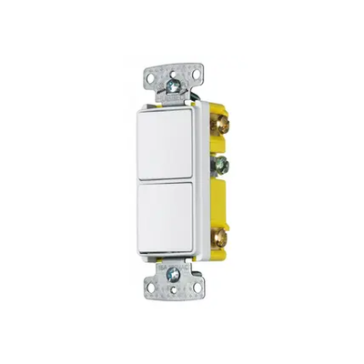Interruptor Residencial 15 A 120-277 V, con 2 Bases Unipolares, Cableado lateral, Color Blanco. HUB-RCD-101W