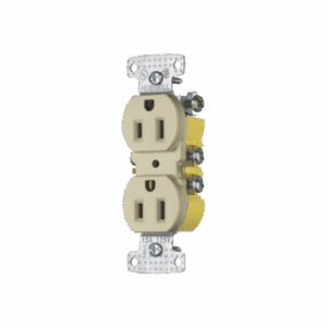 Contacto Duplex 15A 125V/ 2 Polos 3 Hilos / Cableado posterior y lateral / Nema 5-15R / Color Marfil.  HUB-RR15I