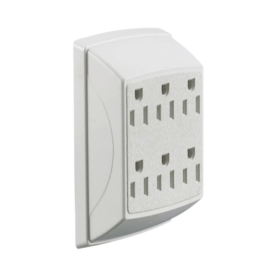 Multicontacto Dúplex con 6 Salidas/ 15 A 125 V CA/ 2 Polos 3 Hilos / Color Blanco.  HUB-RT-600-W