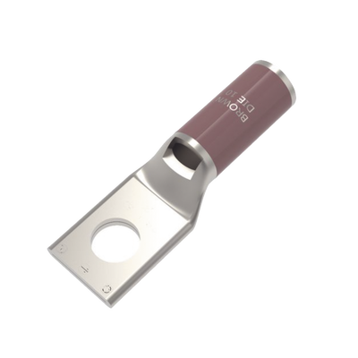 Zapata Terminal de Compresión de Cobre Electrolítico Estañado de Cañón Corto para Tornillo de 1/2" y Calibre 2 AWG. HUB-YA2-CL6