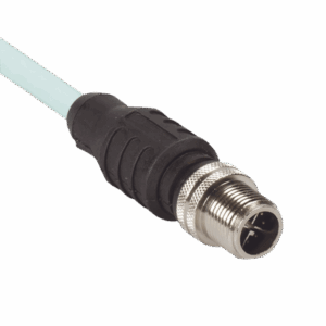 Cable de Conexión IndustrialNet Cat6A, Con Conector Recto M12 X-Code Macho en Ambos Extremos, Blindado SF/UTP, Forro TPO, Color Azul Cerceta, 1 Metro  ICX11T1NTL1M