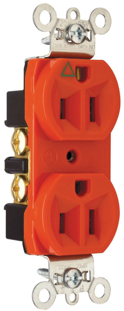 TOMA DE CORRIENTE DUPLEX 2P+T 15A 125V TIERRA AISL NARANJA - IG5262