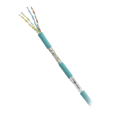 Bobina de Cable Blindado SF/UTP Categoría 5e de 4 pares, Uso Industrial con Resistencia al Aceite y Rayos UV, Multifilar 24/7 (Flexible), Color Azul Cerceta, Bobina de 305m  ISFCH5C04ATL-XG