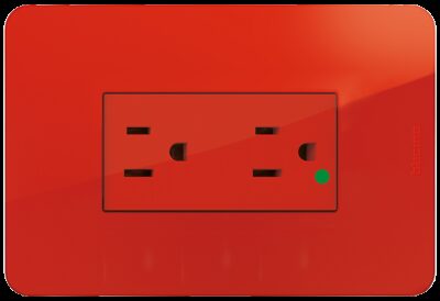 TOMA DÃšPLEX GRADO HOSPITAL 15125V~ INCL PLACA 1 GANG ROJO - J4028GHRQ