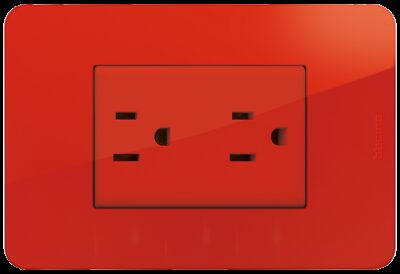 TOMA DÃšPLEX 2P+T 15A         127V 3MD C/PROT INF ROJO C/PL - J4188RQ