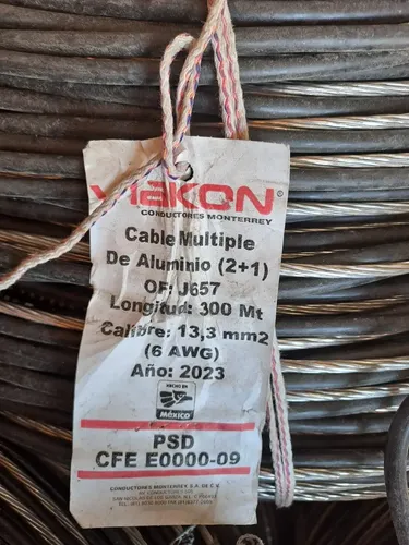 CAB ALUM 600V DE PE 2x6 + 1x6 TIPO:PSD-NEUTRO MENSAJERO AAC - J657
