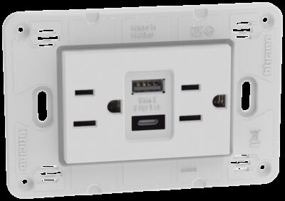 TOMA DÃšPLEX 2P+T C/PROTEC INFINFA 15A 125V USB A+C 31A- 5VC - JW4188ACQ