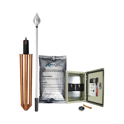 KIT DE PARARRAYOS CON PUNTA QUE BRINDA UNA PROTECCIÓN EFECTIVA EN UN RADIO DE 160 METROS. KDA-01 TOTAL GROUND