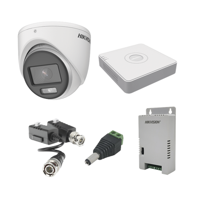 KIT COLORVU TURBOHD 1080pLite / DVR 4 Canales / 4 Cámaras Eyeball (exterior) / Transceptores / Conectores / Fuente de Poder Profesional KH1080PL4EC