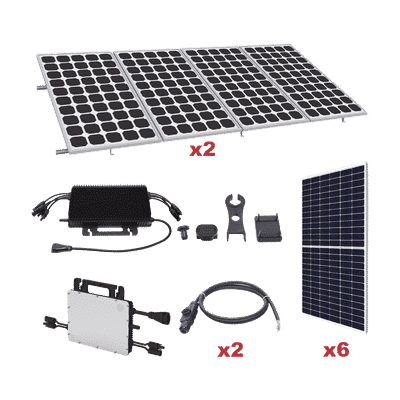 Kit Solar para Interconexión de 3.3 KW de Potencia Pico 220Vcc con Microinversor y 6 Módulos de 550 W (Incluye Montaje)  KIT-HMS-3K-550SP