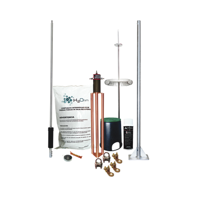 Kit de Pararrayo Dipolo con Electrodo y Accesorios de Instalación para Techo.: KIT-MASTER-DIPOLOV2