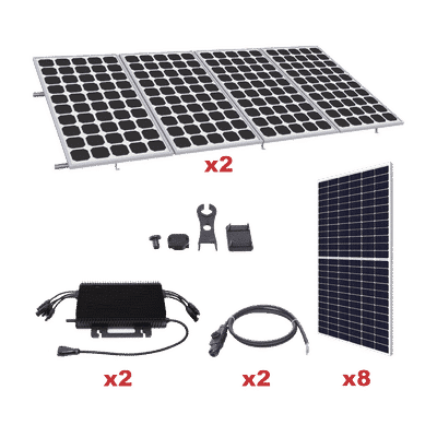 Kit Solar para Interconexión de 4.4KW de Potencia Pico 220Vcc con Microinversor y 8 Módulos de 550 W (Incluye Montaje )  KITHMS4K550SP