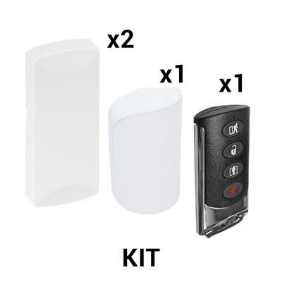 KIT Básico Sensores Inalámbricos - Incluye 2 Contactos Magnéticos, 1 PIR y 1 Llavero - Compatibles con Paneles DSC 433 MHz - KIT-RF-SFIRE-DSC-2
