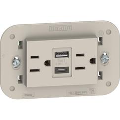 TOMA DE CORRIENTE DUPLEX 2P+T C/2 USB A+C ARENA 3MOD. 127V 3 - KM4188AC