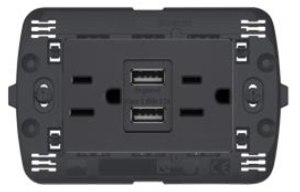 TOMACORRIENTE DUPLEX 2P+T A+A 2 USB ANTRACITA 3MOD C/CHASIS - L4188AA