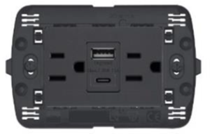 TOMACORRIENTE DUPLEX 2P+T A+C 2 USB ANTRACITA 3MOD C/CHASIS - L4188AC