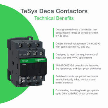 Tesys D Contactor 3P (3Na) – Ac-3 <= 440Vca 50A – Tensión De Bobina 440Vca - LC1D50AR7