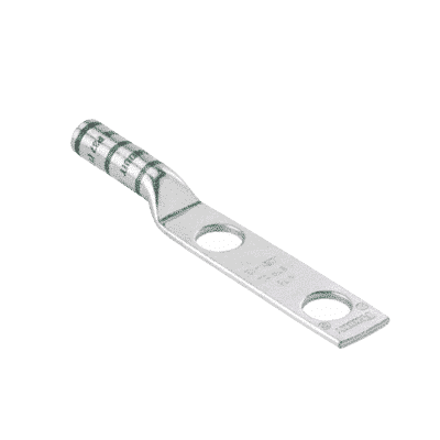 Conector de Compresión de Cobre con 2 Orificios 3/8" para Cable 2 AWG,  1" de espacio entre Orificios. Paquete de 25 Piezas  LCC2-38D-Q