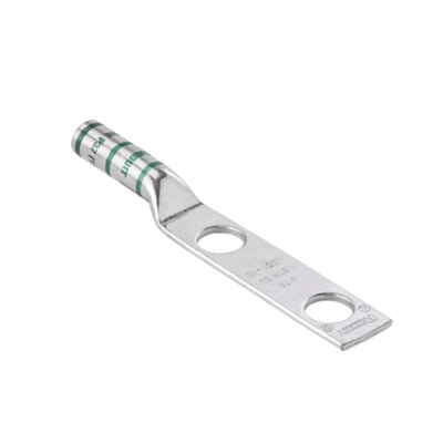 Conector de Compresión de Cobre con 2 Orificios 3/8" para Cable 2 AWG, 1" de espacio entre Orificios. Paquete de 25 Piezas LCC2-38D-Q
