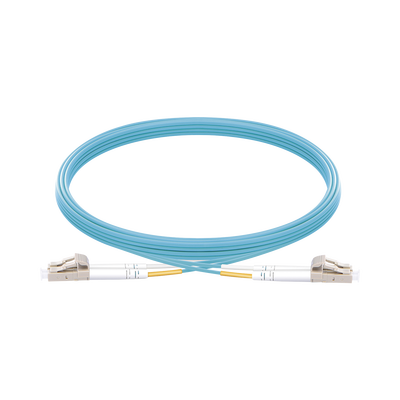 LP-FOM3-LCLC-R05, Jumper de Fibra Óptica Multimodo OM3 50/125 LC-LC OFNR (Riser), 2.0 mm, Dúplex, Aqua, 5 metro