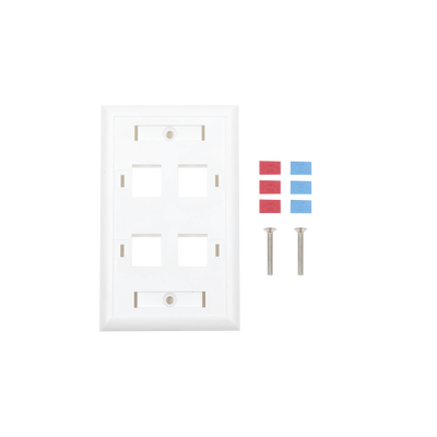 LP-FP-24, Placa de pared, 4 puertos, Keystone, con etiqueta, Blanco