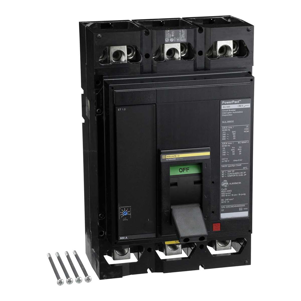 MJL INT. TERMOMAGNETICO 3P 600A 65KA SQD MJL36600 | Humberto Chacon MJL INT. TERMOMAGNETICO 3P 600A 65KA SQD MJL36600