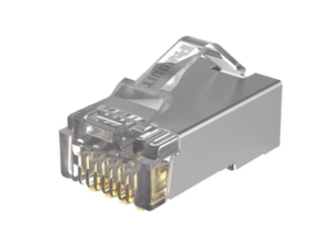 Plug RJ45 Cat5e Blindado, Para Cable UTP de Calibres 24-26 AWG, Chapado en Oro de 50 micras, Paquete de 100 piezas  MPS588-C
