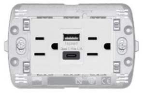 TOMA CORRIENTE DPLX 2P+T C/2  USB A+C BCO 3 MOD 3.1A 127V - N4188AC