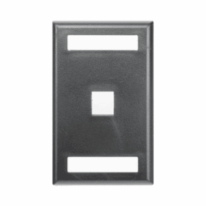 Placa de Pared Vertical, Salida Para 1 Puerto Keystone, Con Espacios Para Etiquetas, Color Negro  NK1FBL
