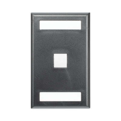 Placa de Pared Vertical, Salida Para 1 Puerto Keystone, Con Espacios Para Etiquetas, Color Negro NK1FBL